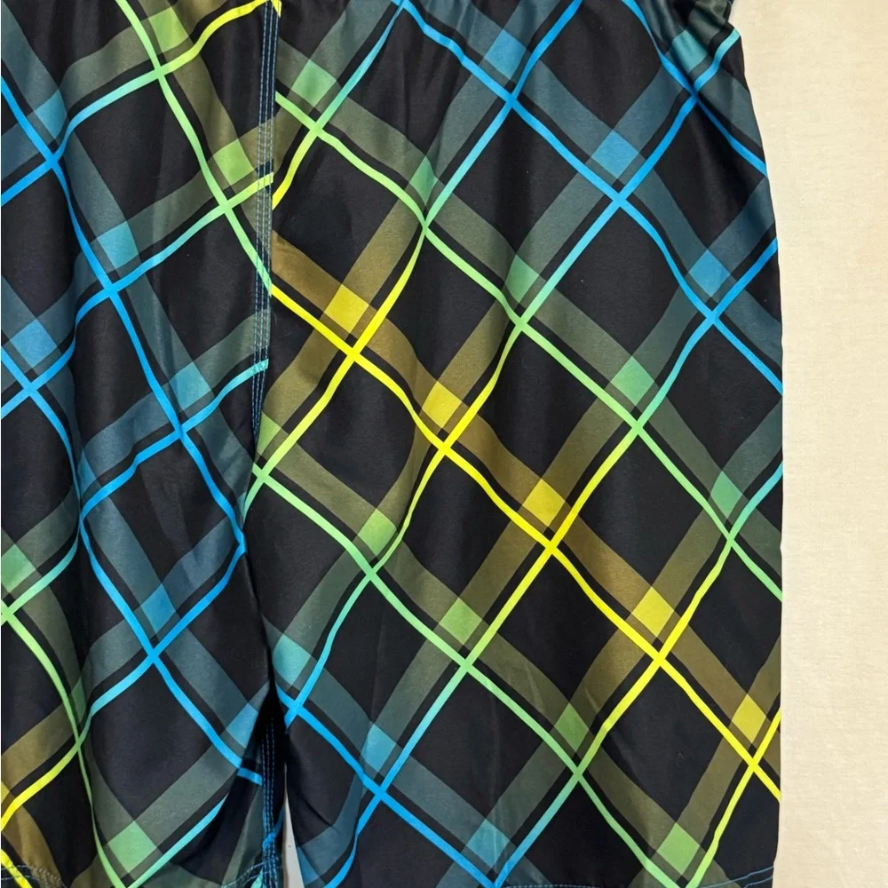 G-45 Men’s Speedo Black‎ Blue & Yellow Lined Summer Board Shorts Size XL